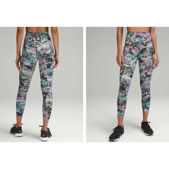 Lululemon Women Fast and Free High-Rise Tights 25" Inseam Paint Drift Multi Sz 6 - Picture 5 of 6